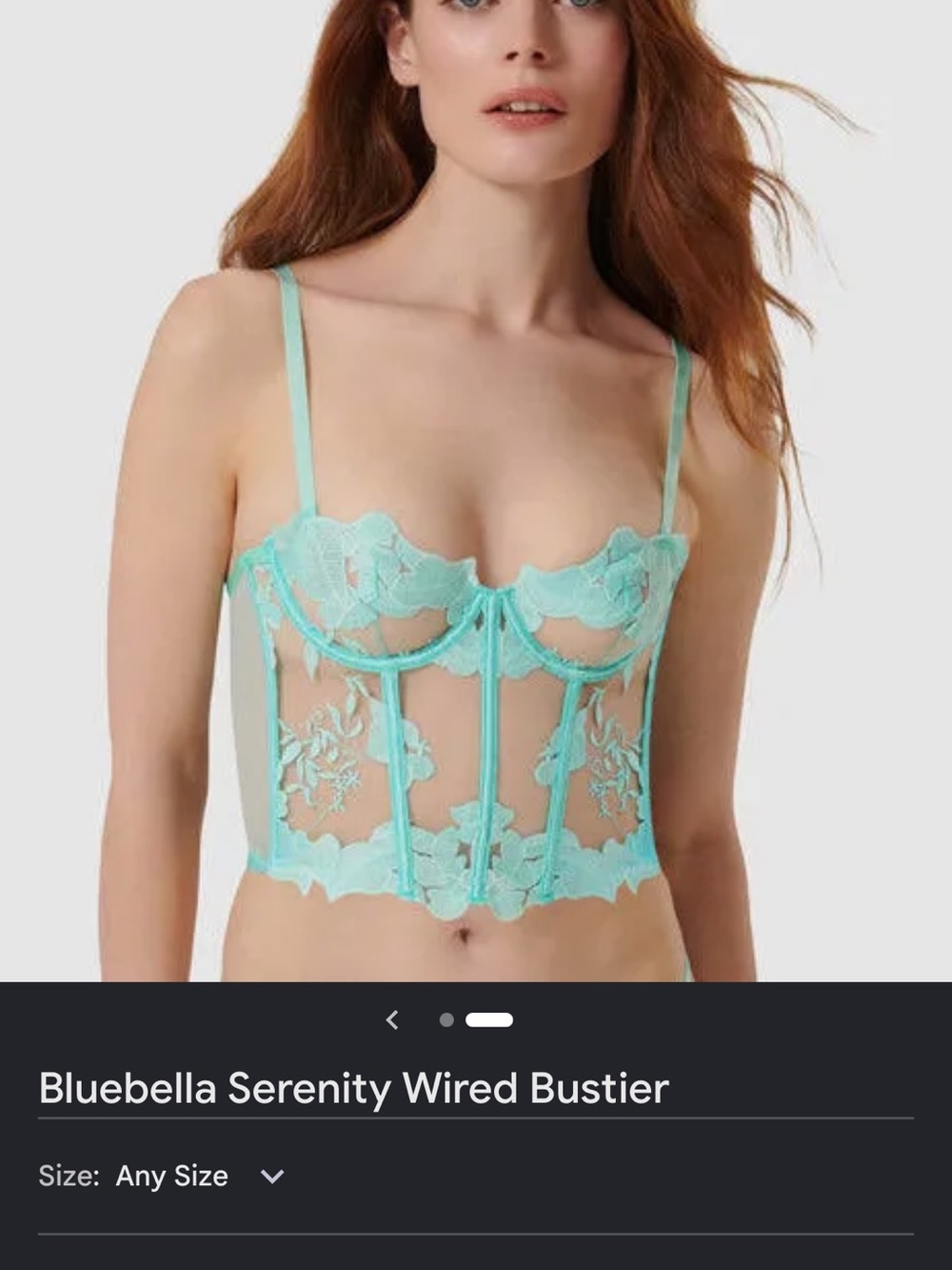 Bluebella Mint Lace Satin-Trim Wired Bustier